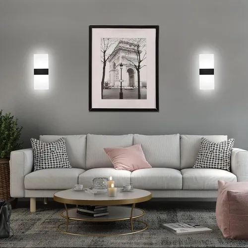 Miniatura 9 de Lightess Aplique de pared moderno regulable. Lámpara de pared de 12 W en negro, lámpara de pared interior de acrílico para dormitorio, sala