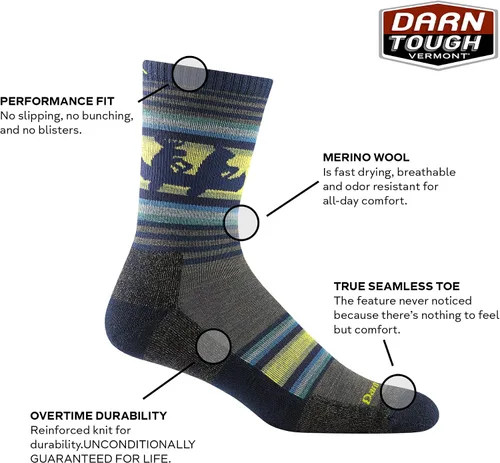 Miniatura 2 de Darn Tough Vermont Willoughby Micro Crew - Calcetines ligeros con cojín para hombre (estilo 5003)
