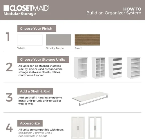 Miniatura 17 de ClosetMaid - Unidad de almacenamiento modular apilable de 3 estantes, color arena