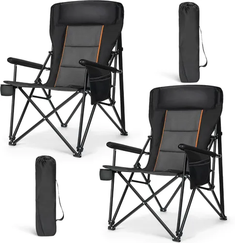 Miniatura 11 de HIGH POINT SPORTS Sillas de campamento de gran tamaño para adultos, respaldo alto, silla de césped resistente, soporta 500 libras, silla plegable