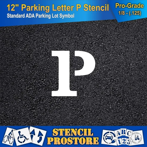 Miniatura 3 de Plantillas de pavimento – 12 pulgadas – Plantilla de símbolo de estacionamiento con letra «P» – 12 x 12 pulgadas x 1/8 pulgadas (128 mil) – Grado