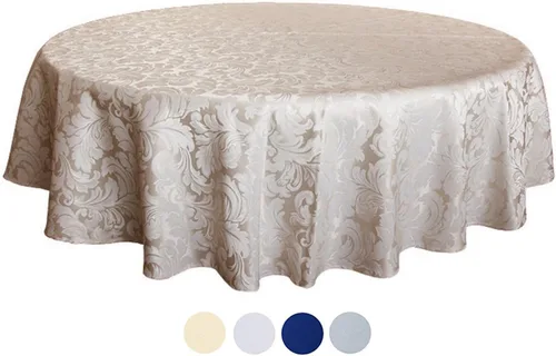Miniatura 7 de Tektrum Mantel redondo de damasco jacquard de 70 pulgadas, resistente al agua, a prueba de derrames, resistente a las manchas, sin arrugas, ideal