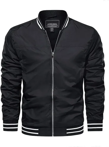 Miniatura 2 de CRYSULLY Chaqueta para hombre, para primavera, otoño, casual, delgada, con cremallera completa, abrigo