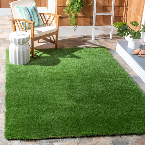 Miniatura 4 de SAFAVIEH Vista Collection - Alfombra de área de 3 pies 3 pulgadas x 8 pies, verde, hecha a mano, hierba sintética, para interiores y exteriores