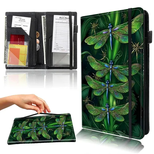 Miniatura 27 de Libro para camarera con bolsillo con cremallera, de piel sintética, lindo libro para camarera, libros de servidor, restaurante, soporte para cheques