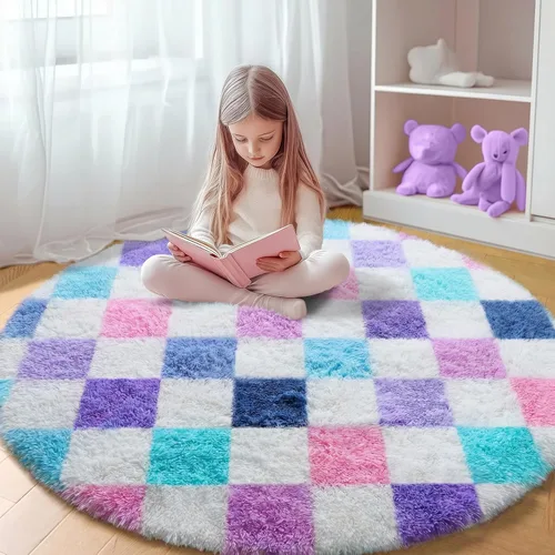 Miniatura 48 de KICMOR - Tapete a cuadros afelpado, peludo, mullido, color beige y blanco crema, pequeño, de 2 x 3 pies, para dormitorio, sala, junto a la cama