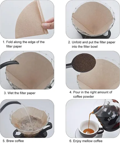 Miniatura 7 de 100 piezas de papel de filtro de café, polvo de café, papeles de pulpa de madera, colador para taza de filtro, olla de mano, goteo, para colgar