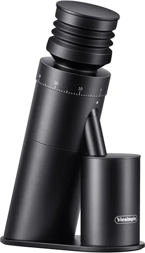 Molinillo de café, Viesimple Gen 4, molinillo de café de rebabas de dosis única con taza dosificadora magnética, molinillo eléctrico de granos de