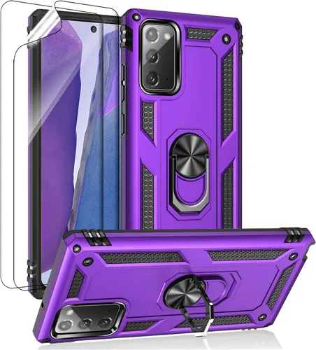 Miniatura 9 de Funda para Samsung Galaxy Note 20, Note20 5G con protectores de pantalla HD, soporte de anillo de metal de grado militar Androgate con soporte de 15