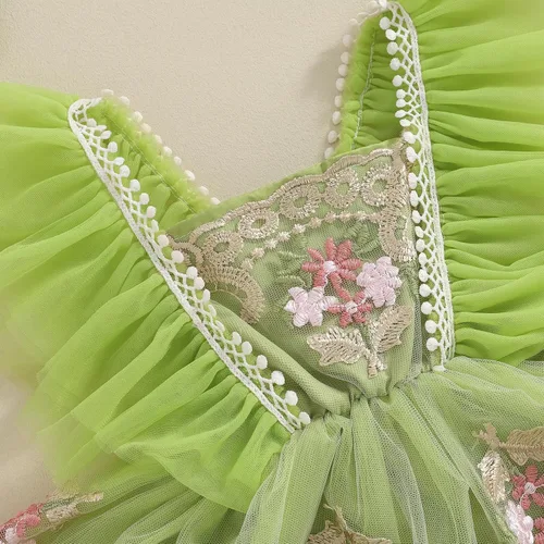Miniatura 4 de Ursobutegl Mameluco de princesa para bebé recién nacida, vestido de malla bordado, elegante, tutú con falda, overol para cumpleaños