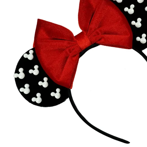Miniatura 5 de Diadema de Orejas de Ratón de Terciopelo con Cuentas, Diadema de Lazo Negro para el Cabello con Perlas, Accesorio de Cabeza de Decoración de Fiesta