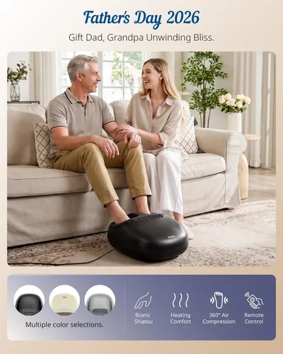 Miniatura 2 de Máquina masajeadora Shiatsu de pies con 3 niveles de calor, masaje profundo, compresión de aire, control remoto para fascitis plantar, neuropatía