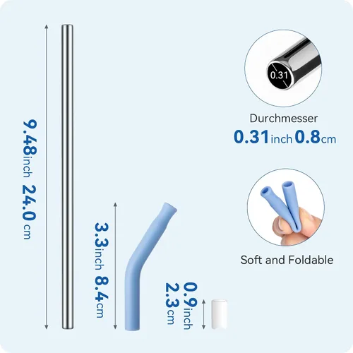 Miniatura 8 de 4 popotes de acero inoxidable para vaso Yeti de 30 onzas, pajitas de metal reutilizables con puntas de silicona para vasos de 30 onzas, popote