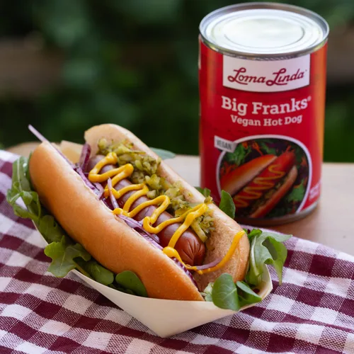 Miniatura 3 de Alternativa vegana de carne a base de plantas para perros calientes – Loma Linda Big Franks, latas de 15 onzas (paquete de 12) – Franks sin carne