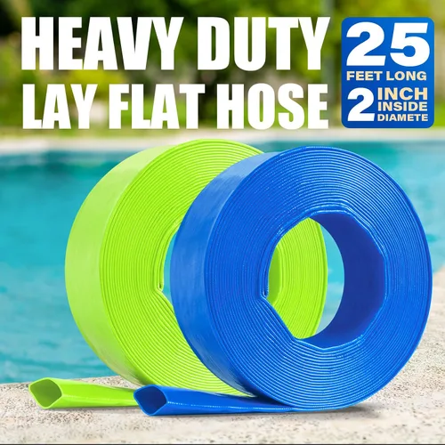 Miniatura 2 de Jin&Bao Manguera de retrolavado de piscina de 2 pulgadas x 25 pies, manguera de descarga plana reforzada resistente, manguera de drenaje resistente