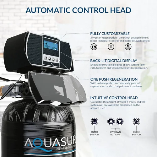 Miniatura 6 de Aquasure Harmony Series - Suavizador de agua de 48.000 granos para toda la casa con cabezal de control digital de alta eficiencia (48.000 granos)
