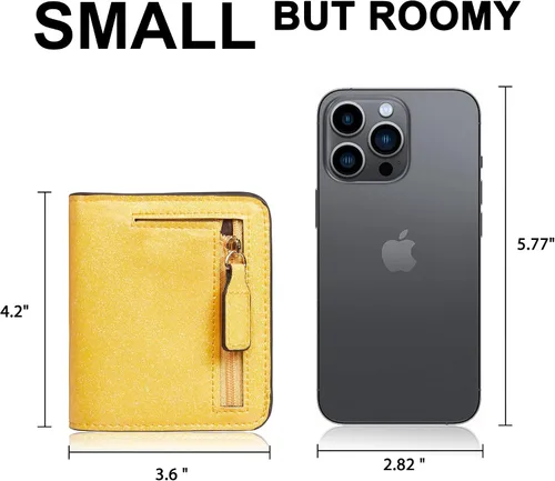 Miniatura 4 de Gostwo - Cartera compacta de piel genuina de lujo para mujer con bloqueo de RFID y ventana de identificación