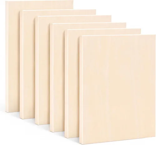 Frcctre Paquete de 6 paneles de lienzo de madera de 9 x 12 pulgadas, tableros de lienzo de madera sin terminar para verter, arte, manualidades y