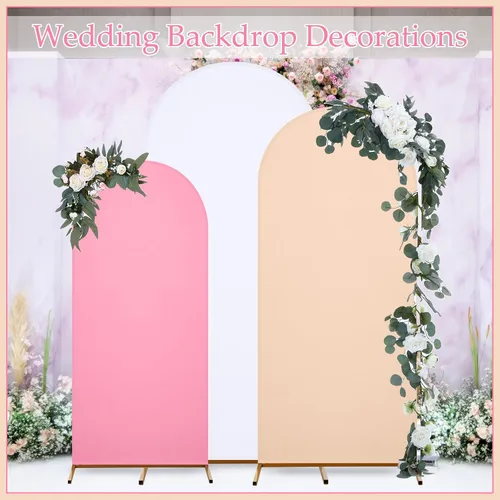 Miniatura 5 de Gisafai Juego de 6 soportes de metal para telón de fondo de arco y cubierta de arco de boda Chiara con cubierta de elastano para decoración de bodas