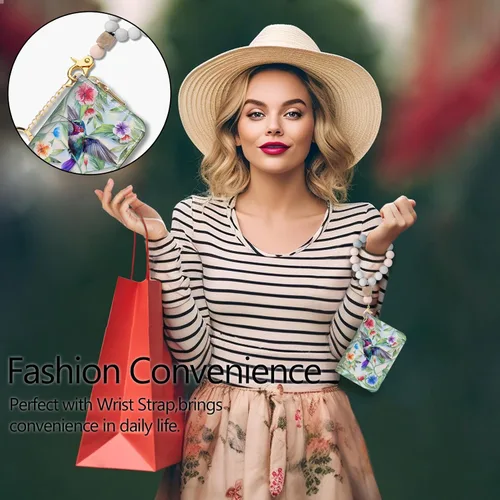 Miniatura 2 de Cartera RFID, tarjetero para mujer, cartera pequeña con ranuras para tarjetas, tarjetero de cuero RFID, tarjetero con llavero para tarjetas