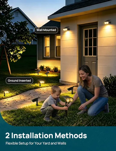 Miniatura 6 de Linkind - Paquete de 2 focos solares para el atardecer hasta el amanecer, luces solares para jardín con 16 LEDs, de luz blanca cálida de 3000 K