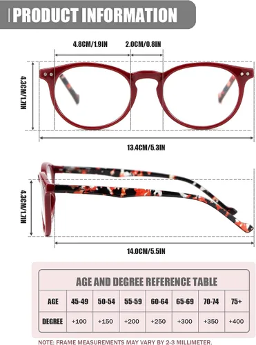 Miniatura 3 de MDee Gafas de lectura para mujer, paquete de 3 unidades, redondas, con bloqueo de luz azul, bisagras de resorte