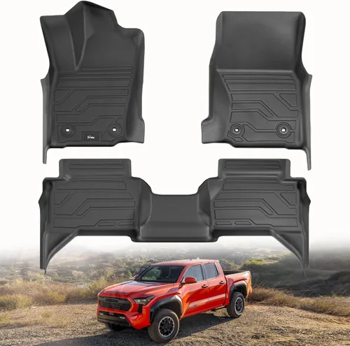 Miniatura 19 de KARPAL Alfombrillas de piso aptas para Toyota Tacoma 2005-2015 Doble Cabina (cobertura del espacio de los pies), revestimientos de piso de TPE