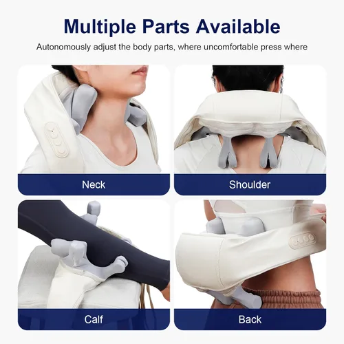 Miniatura 5 de Masajeador inalámbrico de cuello y hombros con calor, amasado de 10 cabezas, almohada masajeadora Shiatsu para cuello, hombros, espalda, regalos