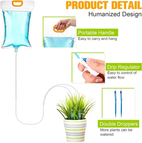 Miniatura 7 de Honeydak Bolsa de agua Plant Iv de 3.5 L, interruptor automático, sistema de riego para colgar picos de riego automático, kits de bolsas de goteo