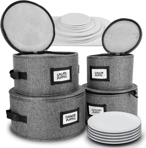 Miniatura 12 de HOMELUX THEORY 8 piezas de contenedores de almacenamiento de porcelana de carcasa dura, almacenamiento de tazas, copas de vino, utensilios