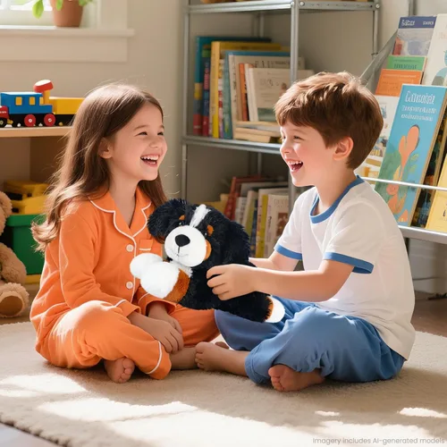 Miniatura 9 de SuzziPals Perro gran boyero suizo de peluche calefactable y enfriable, almohadilla térmica apta para microondas para calma y relajación, perro
