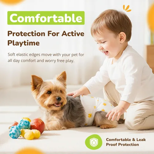 Miniatura 5 de PET MAGASIN® - Pañales reutilizables súper absorbentes para perras (paquete de 3) - Solución ideal para el celo, pañales lavables para perras