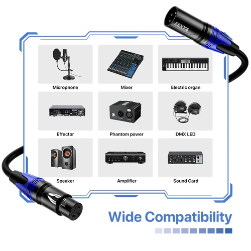 Miniatura 2 de EBXYA Cables XLR, paquete de 6 cables de micrófono XLR macho a hembra, cable de altavoz XLR equilibrado de 3 pines, cable de micrófono multicolor
