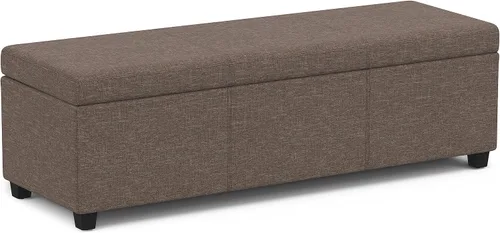 Miniatura 15 de SIMPLIHOME Avalon - Banco contemporáneo tipo otomana rectangular con almacenamiento extragrande de 54 pulgadas de ancho, de pelo sintético de Gris
