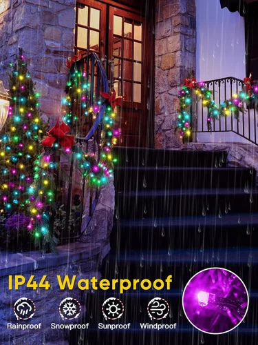 Miniatura 7 de Guhope - Luces de Navidad inteligentes que cambian de color, 400 focos LED RGB de 132 pies, luces de cadena de Navidad con aplicación y control