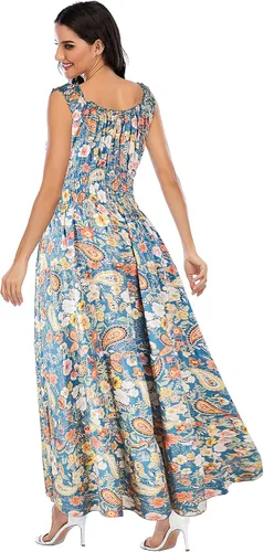 Miniatura 2 de Vestido largo sin mangas para mujer, holgado, estampado y bohemio, vestido de verano para invitadas de boda