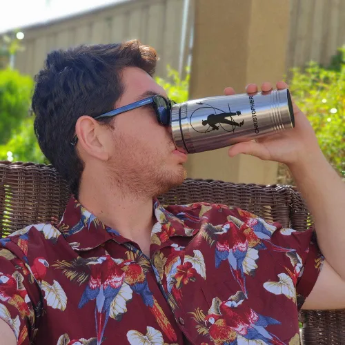 Miniatura 2 de LaserGram Taza de viajero de 16 onzas, símbolo masón, grabado personalizado incluido