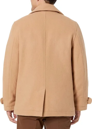 Miniatura 2 de Tienda Essentials Peacoat de mezcla de lana pesada de doble botonadura para hombre