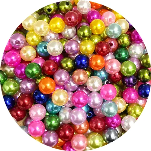 Miniatura 8 de 400 cuentas de perlas de satén de 0.315 pulgadas (0.315 in) redondas sueltas de plástico para hacer joyas, aretes, pulseras, collares, llaveros