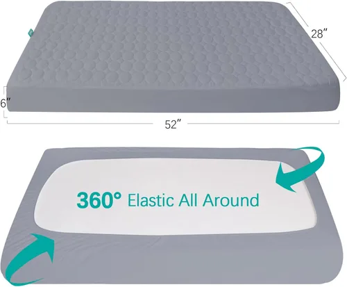 Miniatura 6 de Protector de colchón impermeable para cuna, funda de colchón para cuna para bebé, lavable a máquina y apto para secadora, protector de colchón