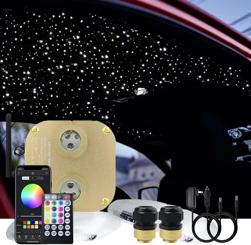 Miniatura 18 de AKEPO Luces de fibra óptica de control de aplicación RGBW de 16 W, activadas por música, 430 piezas de 9.8 pies/9.8 ft (0.03+0.04+0.06 pulgadas)