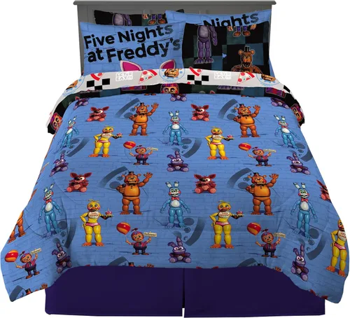 Miniatura 2 de Franco - Juego de edredón y sábanas supersuaves con funda, para niños, 7 piezas, tamaño matrimonial, Five Nights At Freddy's Cinco noches en Freddy's