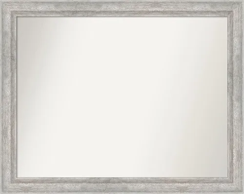 Miniatura 555 de Amanti Art Espejo de baño plateado para sobre fregadero, 23 x 23 pulgadas, espejo cuadrado plateado en ángulo, marco de madera moderno medio, se