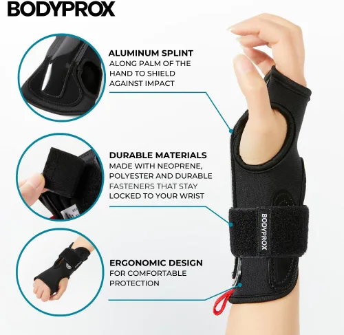 Miniatura 3 de BODYPROX Muñequeras (1 par) para snowboard, monopatín y patinaje en línea, protector de muñeca de protección deportiva