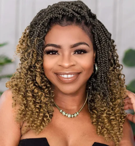 Miniatura 37 de Goddess Box Braids 1B3330 - Trenzas de ganchillo bohemias de 10 pulgadas para mujeres negras, paquete de 7 paquetes de trenzas bohemias preenlazadas