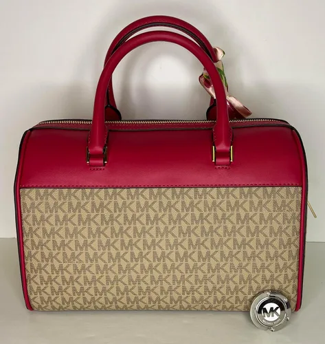 Miniatura 4 de Michael Kors Travel MD - Bolsa de lona con gancho para bolso Michael Kors y bufanda delgada, Rosa Carmín, Duffle