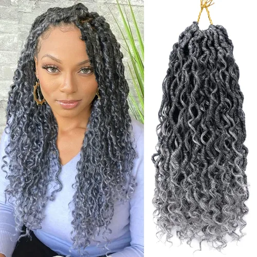 Miniatura 30 de Goddess Locs - Cabello de ganchillo de 8 pulgadas, 6 paquetes de rastas sintéticas de cabello de ganchillo para mujeres negras, cabello suave 1b