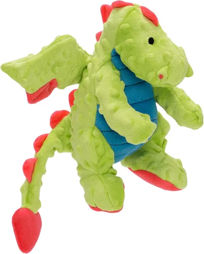 Miniatura 19 de goDog - Juguete de dragón de peluche chirriante para perro, tecnología Chew Guard, color azul claro, tamaño pequeño