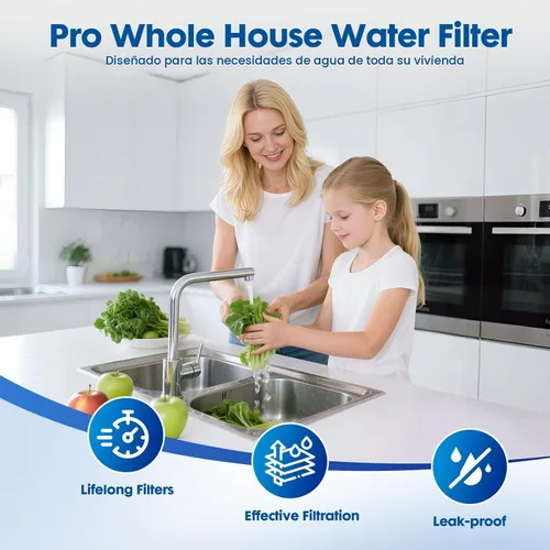 Miniatura 2 de Sistema de filtro de agua para toda la casa, sistema de filtración de agua para el hogar de 3 etapas que reduce altamente el olor a cloro, el sabor