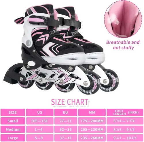 Miniatura 5 de Nattork Patines en línea ajustables para niñas y niños con ruedas completamente iluminadas, patines en línea para principiantes para niños y jóvenes